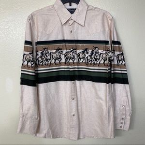 Buffalo country galloping horses western shirt.